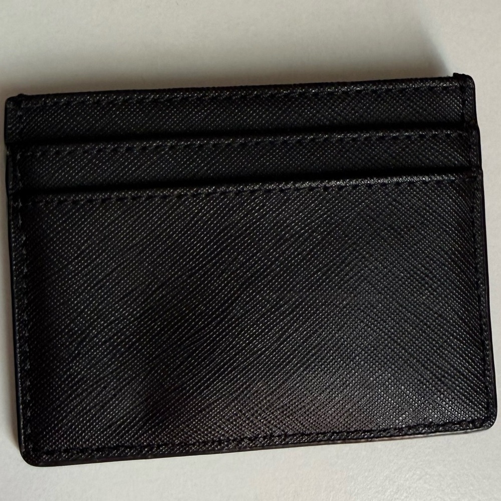 Calvin Klein Black Leather Card Case with Gold Logo - Picture 2 of 3